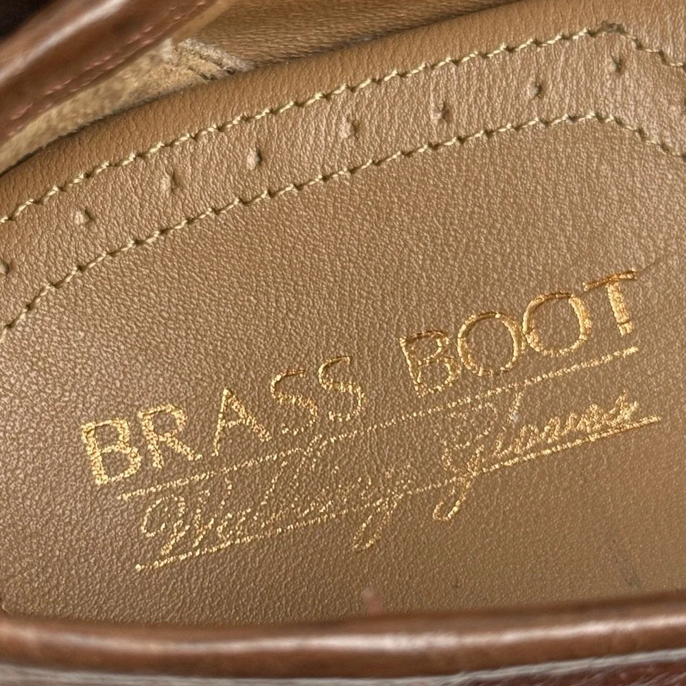 Brass Boot Woven Leather Tassel Loafer Dress Shoe Men US 10 M Sheepskin Lining
